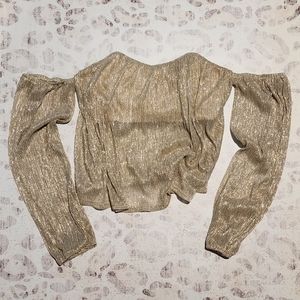 Off Shoulder Gold Crop Top